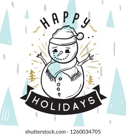Merry Christmas. Typography. Vector logo, text design. Greeting card.