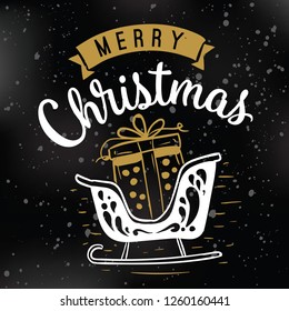 Merry Christmas. Typography. Vector logo, text design. Greeting card.