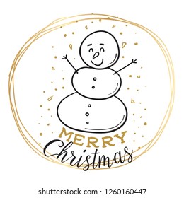 Merry Christmas. Typography. Vector logo, text design. Greeting card.