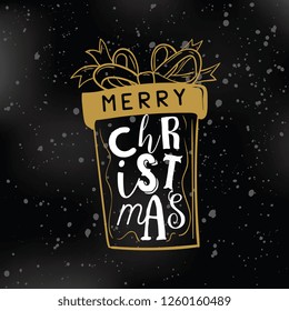 Merry Christmas. Typography. Vector logo, text design. Greeting card.