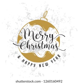 Merry Christmas. Typography. Vector logo, text design. Greeting card.