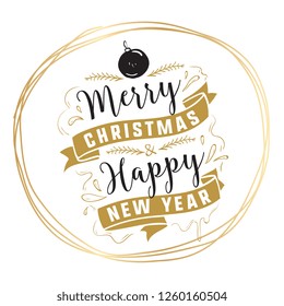 Merry Christmas. Typography. Vector logo, text design. Greeting card.
