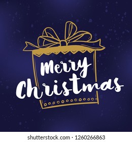 Merry Christmas. Typography. Vector logo, text design. Greeting card.