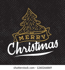 Merry Christmas. Typography. Vector logo, text design. Greeting card.