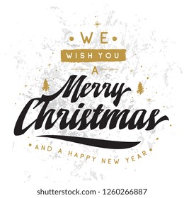 Merry Christmas. Typography. Vector logo, text design. Greeting card.