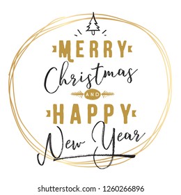 Merry Christmas. Typography. Vector logo, text design. Greeting card.