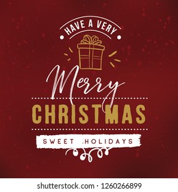 Merry Christmas. Typography. Vector logo, text design. Greeting card.