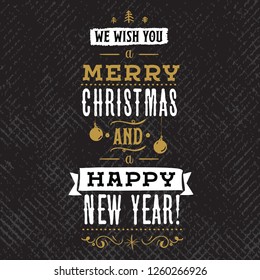 Merry Christmas. Typography. Vector logo, text design. Greeting card.