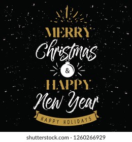 Merry Christmas. Typography. Vector logo, text design. Greeting card.