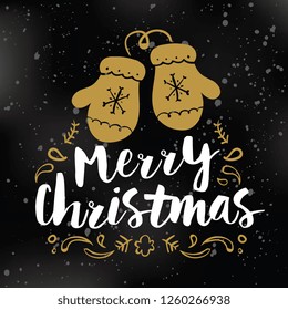 Merry Christmas. Typography. Vector logo, text design. Greeting card.