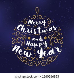 Merry Christmas. Typography. Vector logo, text design. Greeting card.