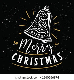 Merry Christmas. Typography. Vector logo, text design. Greeting card.