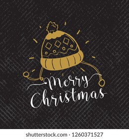 Merry Christmas. Typography. Vector logo, text design. Greeting card.
