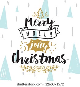 Merry Christmas. Typography. Vector logo, text design. Greeting card.