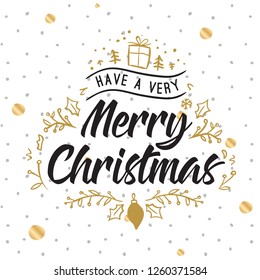 Merry Christmas. Typography. Vector logo, text design. Greeting card.
