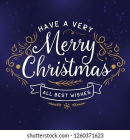 Merry Christmas. Typography. Vector logo, text design. Greeting card.