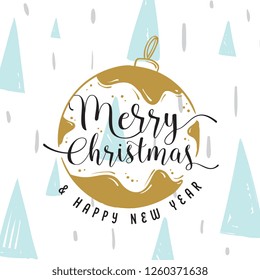 Merry Christmas. Typography. Vector logo, text design. Greeting card.