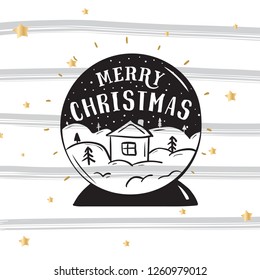 Merry Christmas. Typography. Vector logo, text design. Greeting card.