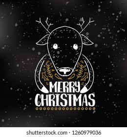 Merry Christmas. Typography. Vector logo, text design. Greeting card.