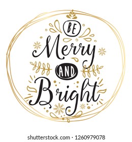 Merry Christmas. Typography. Vector logo, text design. Greeting card.
