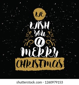 Merry Christmas. Typography. Vector logo, text design. Greeting card.