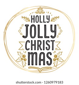 Merry Christmas. Typography. Vector logo, text design. Greeting card.