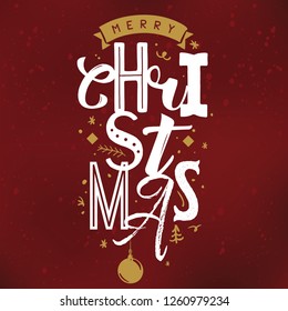 Merry Christmas. Typography. Vector logo, text design. Greeting card.