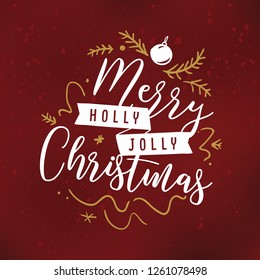 Merry Christmas. Typography. Vector logo, text design. Greeting card.