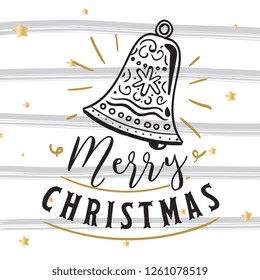 Merry Christmas. Typography. Vector logo, text design. Greeting card.