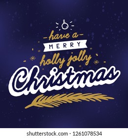 Merry Christmas. Typography. Vector logo, text design. Greeting card.