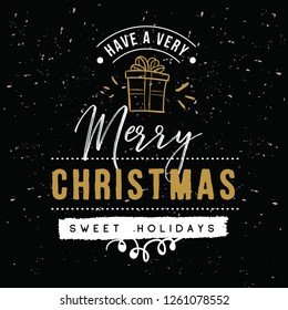 Merry Christmas. Typography. Vector logo, text design. Greeting card.