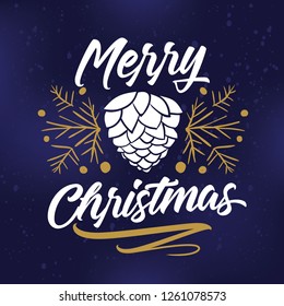 Merry Christmas. Typography. Vector logo, text design. Greeting card.