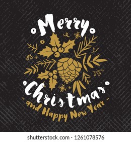 Merry Christmas. Typography. Vector logo, text design. Greeting card.