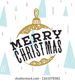 Merry Christmas. Typography. Vector logo, text design. Greeting card.