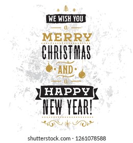 Merry Christmas. Typography. Vector logo, text design. Greeting card.