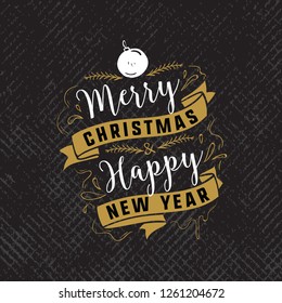 Merry Christmas. Typography. Vector logo, text design. Greeting card.