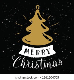 Merry Christmas. Typography. Vector logo, text design. Greeting card.