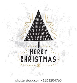 Merry Christmas. Typography. Vector logo, text design. Greeting card.