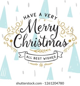 Merry Christmas. Typography. Vector logo, text design. Greeting card.
