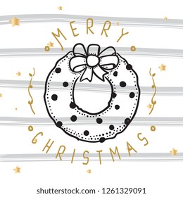 Merry Christmas. Typography. Vector logo, text design. Greeting card.