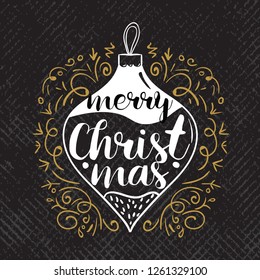Merry Christmas. Typography. Vector logo, text design. Greeting card.