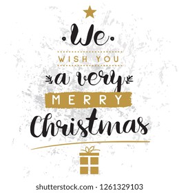 Merry Christmas. Typography. Vector logo, text design. Greeting card.