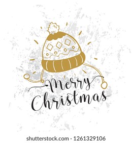 Merry Christmas. Typography. Vector logo, text design. Greeting card.