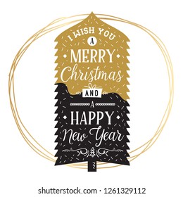 Merry Christmas. Typography. Vector logo, text design. Greeting card.