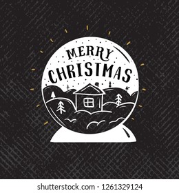 Merry Christmas. Typography. Vector logo, text design. Greeting card.