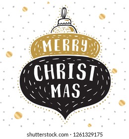 Merry Christmas. Typography. Vector logo, text design. Greeting card.