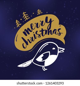 Merry Christmas. Typography. Vector logo, text design. Greeting card.