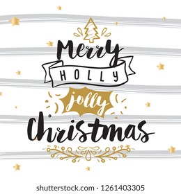 Merry Christmas. Typography. Vector logo, text design. Greeting card.