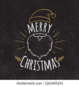 Merry Christmas. Typography. Vector logo, text design. Greeting card.