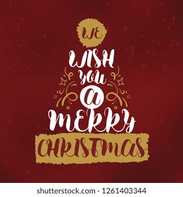 Merry Christmas. Typography. Vector logo, text design. Greeting card.